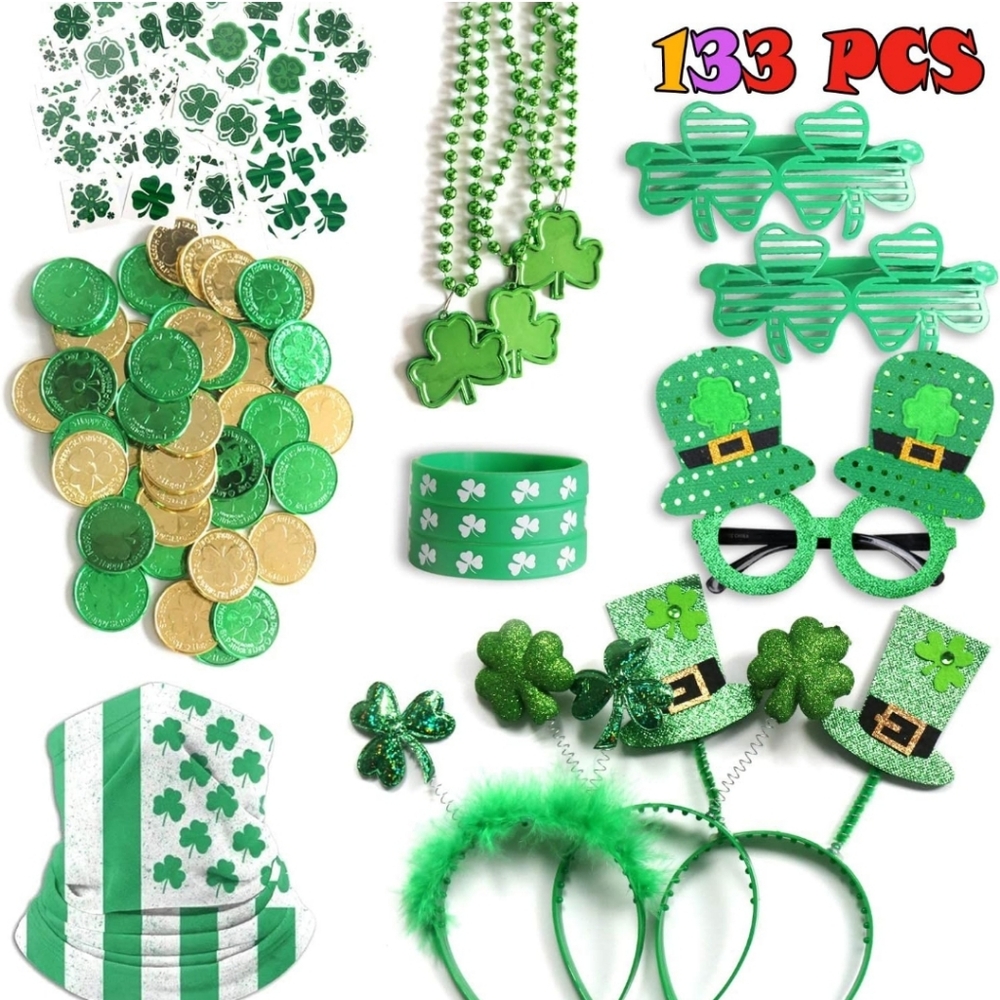 St. Patrick's Day Party Supplies Set - Green and Gold